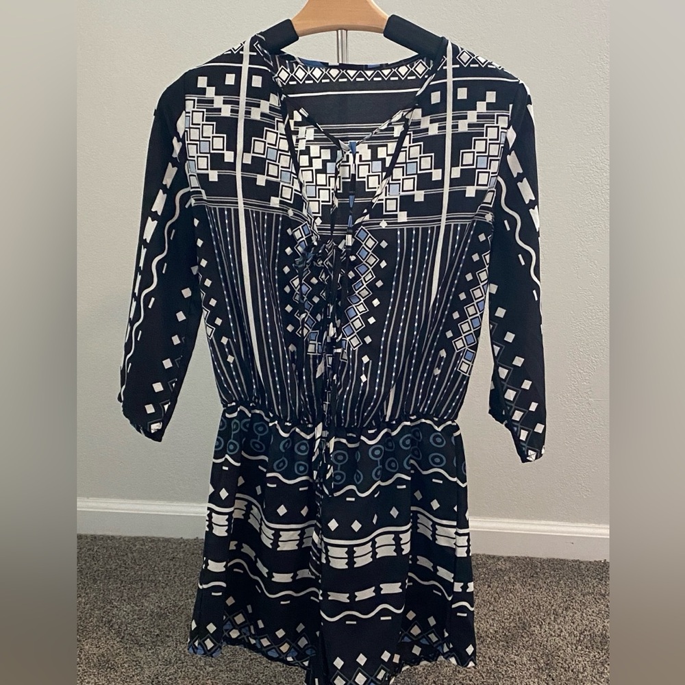 Black and White Geometric Pattern Dress